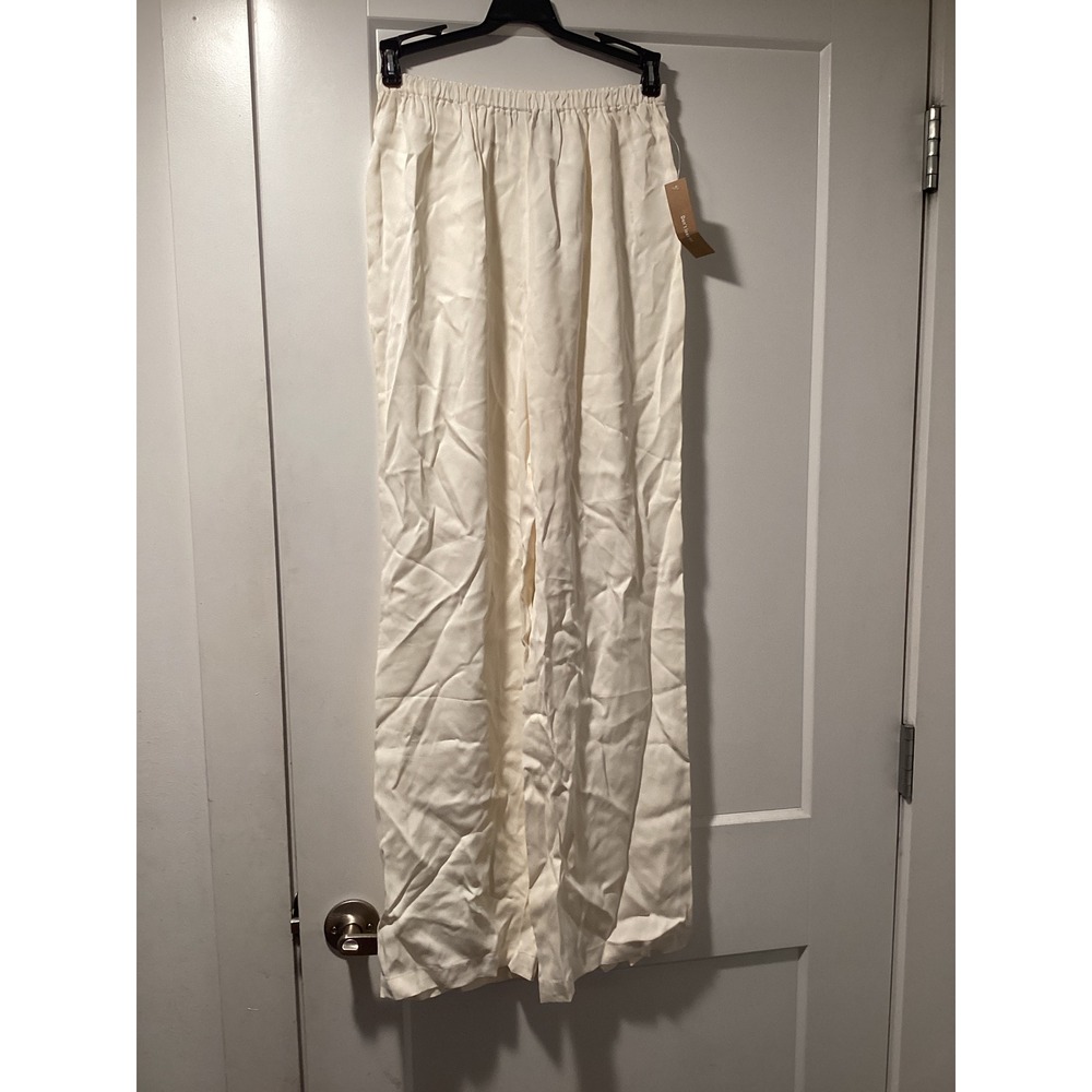 CAARA Ivory Wide Leg Trousers Elastic Waist Pants C25WPAS04170‎ Womens XS NWT